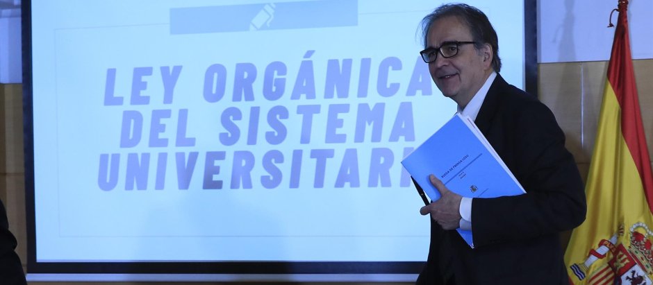 El ministro de Universidades, Joan Subirats, presenta el borrador de la LOSU en mayo de 2022
