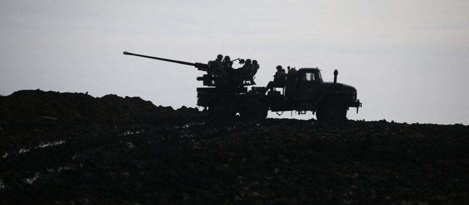 Artillería ucraniana en Bakhmut