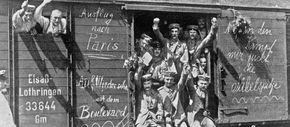 El entusiasmo de los soldados alemanes que viajan a Paris en 1914 no será la misma que al final de la contienda