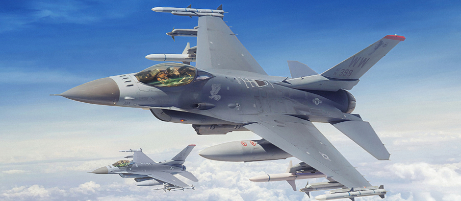 Los versátiles F-16 de fabricación estadounidense, en pleno vuelo