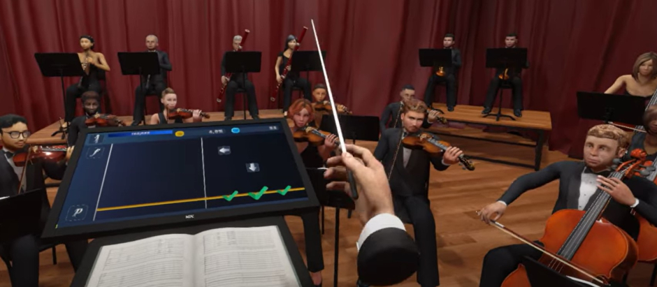 Una imagen del videojuego Maestro VR donde puedes convertirte en director de orquesta