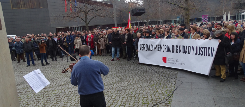 Conmemoración del 'Día de los Desplazados por el terrorismo de ETA' en Pamplona en 2019.