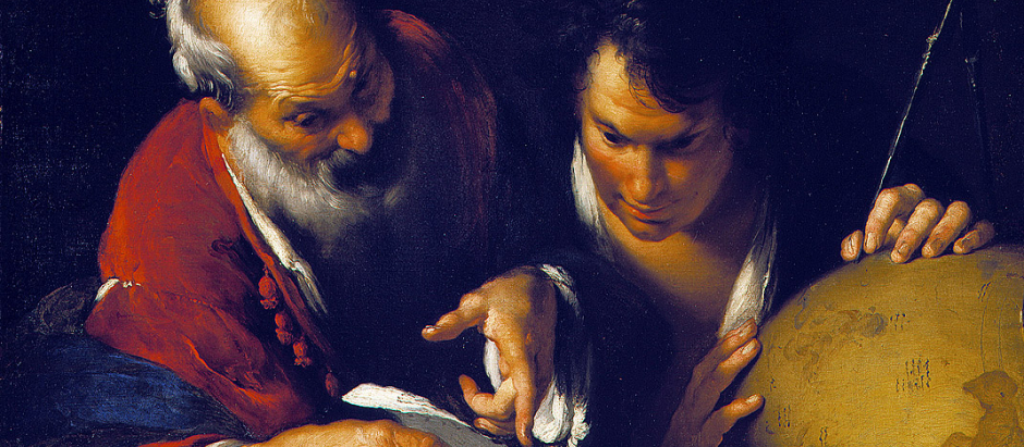 Eratóstenes enseñando en Alejandría por Bernardo Strozzi (1635)