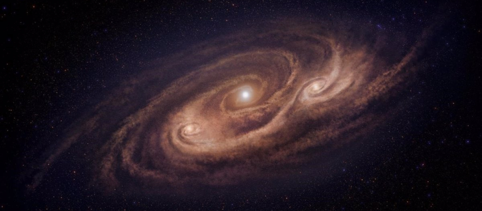 Impresión artística de la «galaxia monstruosa» COSMOS-AzTEC-1