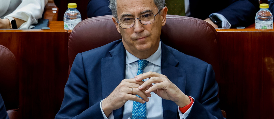 Enrique Ossorio, vicepresidente de la Comunidad de Madrid, durante el pleno de la Asamblea de Madrid, este jueves en Madrid.