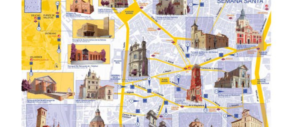 Mapa de las procesiones de Semana Santa en Madrid