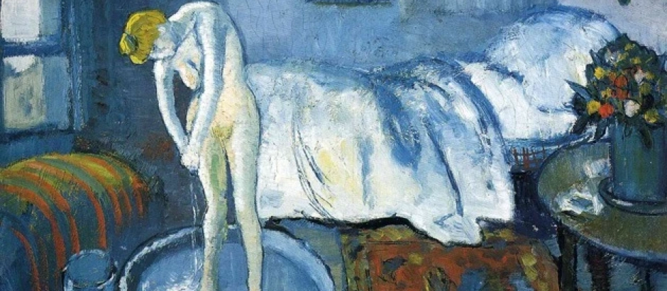 La habitación azul, 1901 es una de las principales obras de la llamada época azul del pintor Picasso