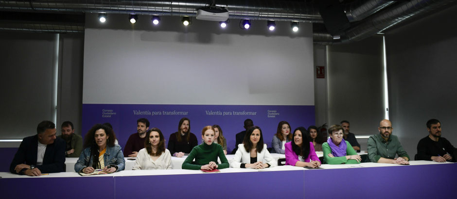 La cúpula de Podemos, durante el Consejo Ciudadano Estatal del sábado