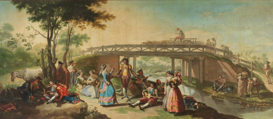 Un baile junto a un puente del Canal del Manzanares, de Ramón Bayeu y Subías