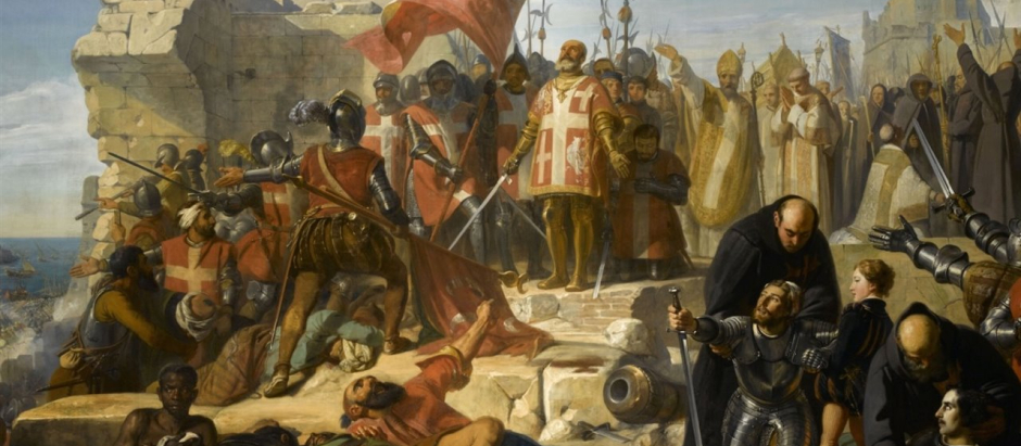 El gran maestre Jean de la Valette y sus hombres dan gracias a Dios tras la victoria en el asedio de Malta