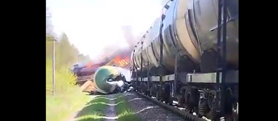 Captura de imagen del descarrilamiento de un tren en Rusia