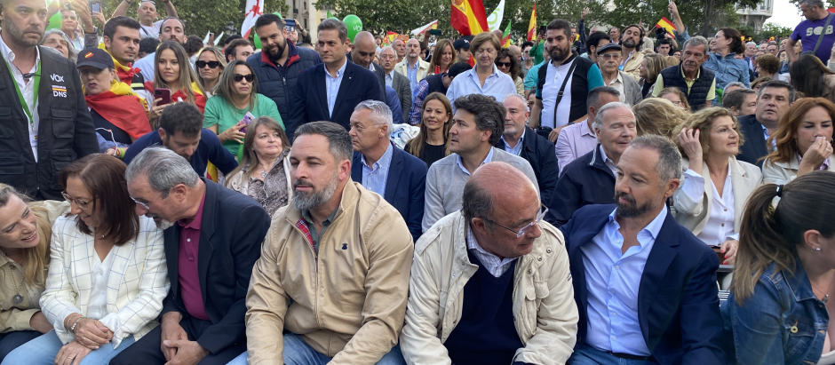 El presidente de Vox, Santiago Abacal, en el acto de campaña electoral en Valencia.