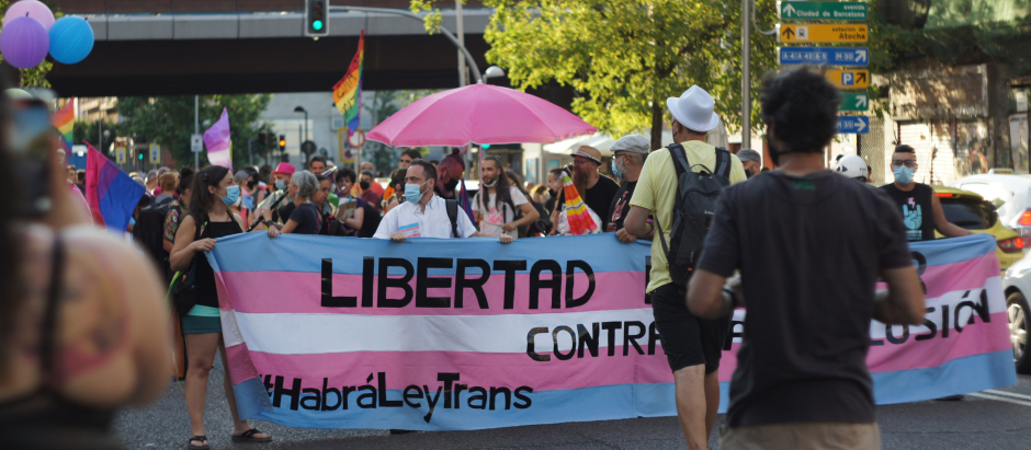 Manifestación a favor de la ley trans en Madrid