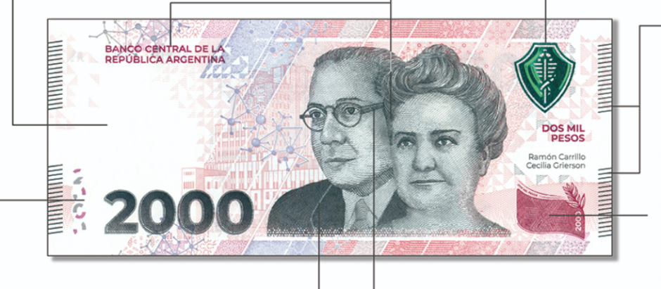 El Banco Central de Argentina puso en circulación un nuevo billete de 2.000 pesos ante la galopante inflación