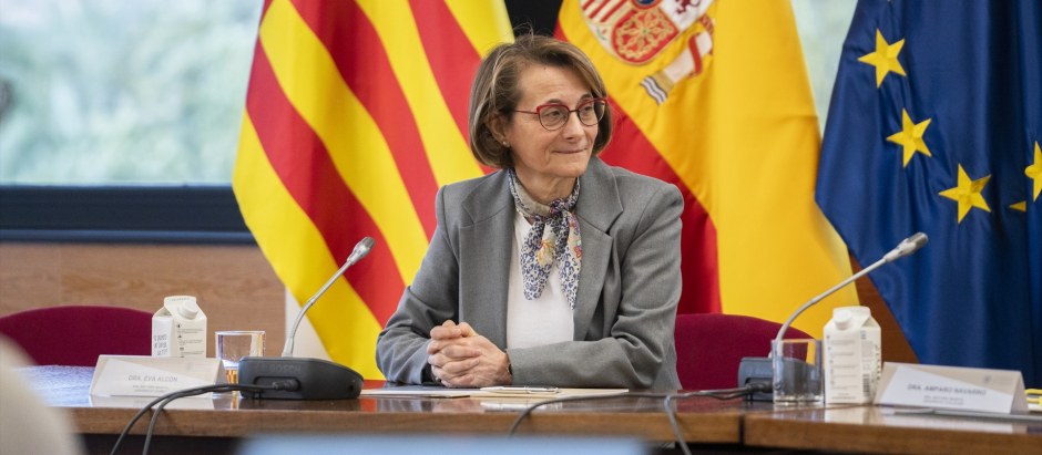 La rectora de la Jaume I, Eva Alcón, durante el acto de relevo en la Conferencia de Rectores de las Universidades Públicas Valencianas