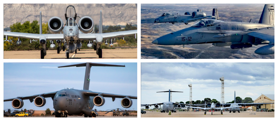 Algunas de las aeronaves que participan en el ejercicio de la OTAN Swift Response 23