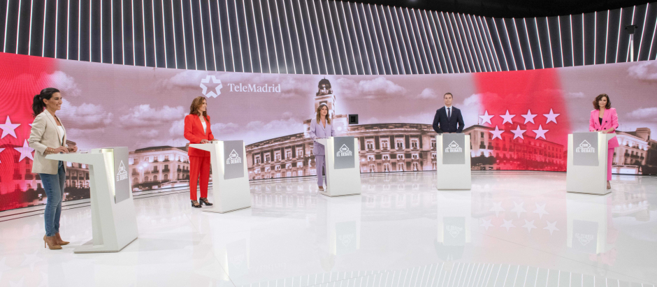 El debate de los candidatos a la Comunidad de Madrid: Rocío Monasterio, Mónica García, Isabel Diaz Ayuso, Juan Lobato y Alejandra Jacinto