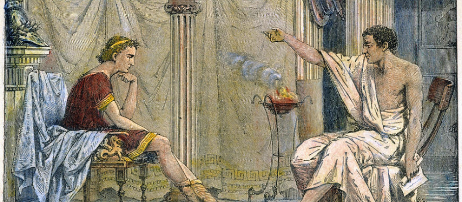 Alejandro y Aristóteles. El notable filósofo se ocupó de la formación intelectual y académica de Alejandro durante cinco años