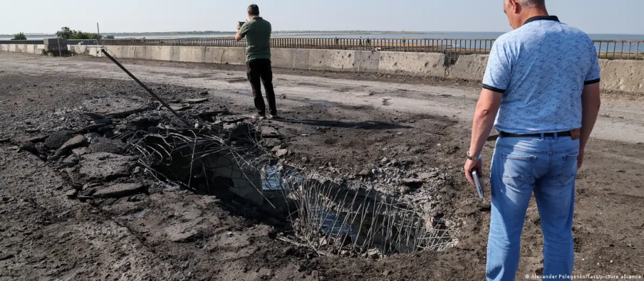 Daños en el puente de Chongar entre Jersón y Crimea