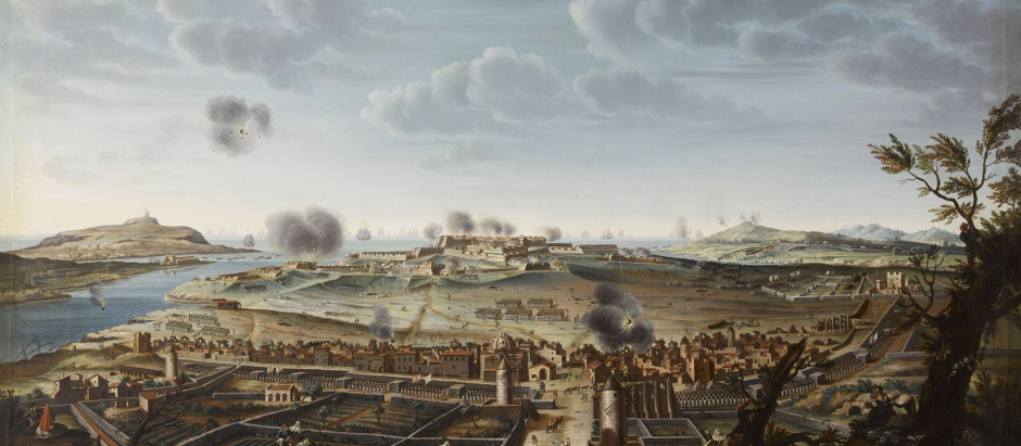 Ataque y captura del castillo de San Felipe el 29 de junio de 1756, después de la batalla nava