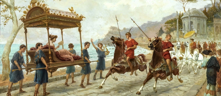 Camino a Pompeya, pintura de Ettore Forti
