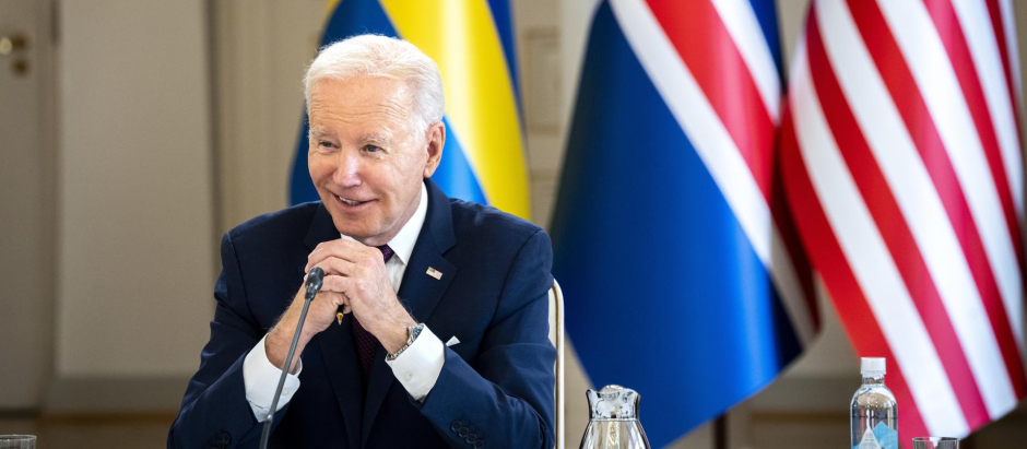 El presidente de EE.UU., Joe Biden, durante la reunión con los países nórdicos en el Palacio Presidencial en Helsinki