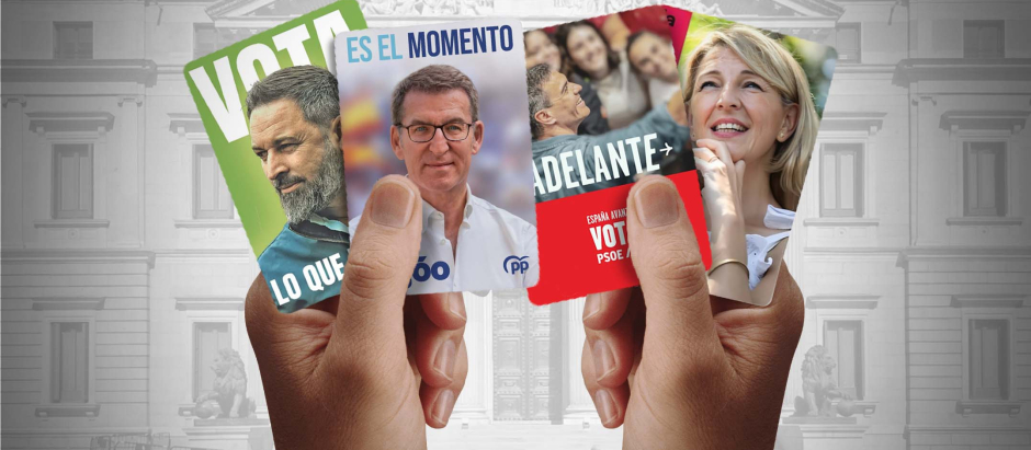 Carteles electorales de los cuatro principales partidos