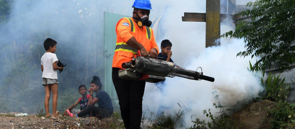 En Tegucigalpa, la capital de Honduras, el Gobierno ha puesto en marcha un programa de fumigación en viviendas y edificios públicos para combatir el mosquito Aedes aegypti, causante del dengue