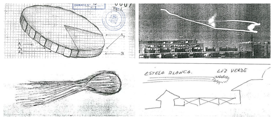 Parte del material desclasificado por Defensa sobre avistamiento de OVNIS