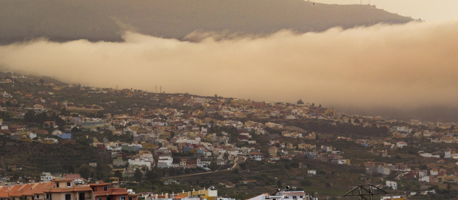El humo provocado por el incendio forestal de Tenerife, visto este sábado sobre el valle de La Orotava