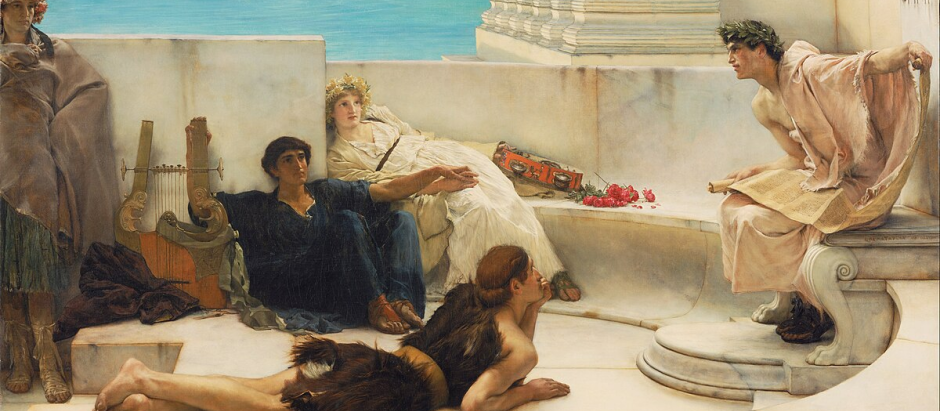 Una lectura de Homero, de Sir Laurence Alma-Tadema, 1885, Museo de Arte de Filadelfia