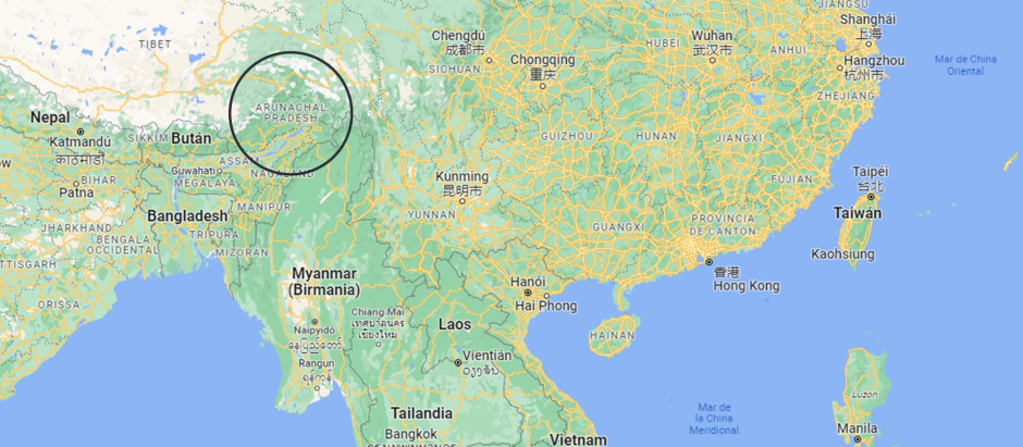El territorio de administración hindú que China ha anexionado a un mapa actualizado del país