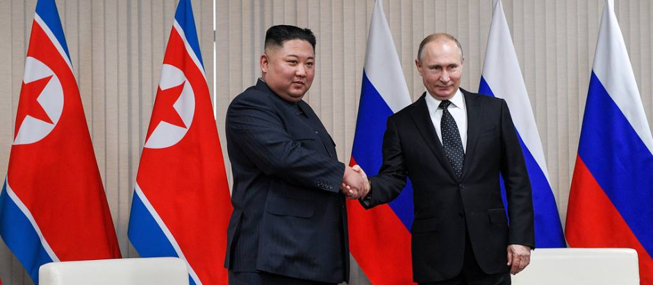 El líder norcoreano Kim Jong Un y el presidente ruso Vladimir Putin
