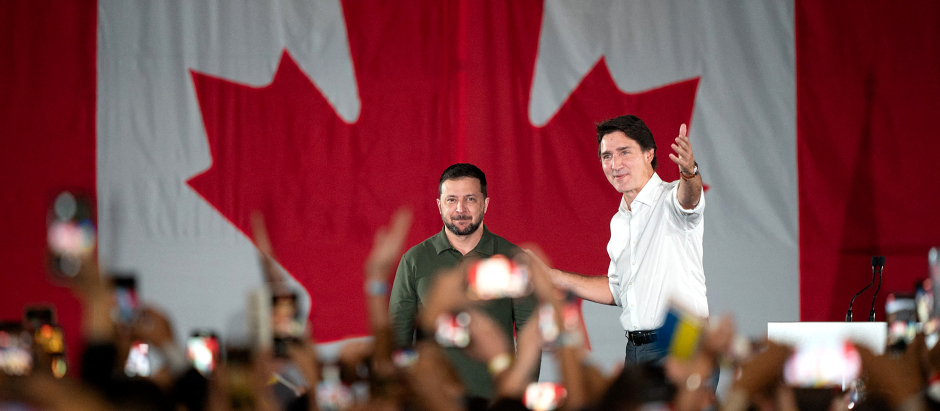 El primer ministro canadiense Justin Trudeau y el presidente Zelenski en Toronto