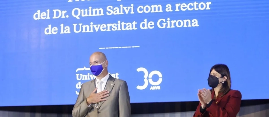El rector de la UdG, Quim Salvi, durante su toma de posesión