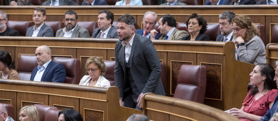 El portavoz de ERC en el Congreso, Gabriel Rufián, la semana pasada, en el Congreso