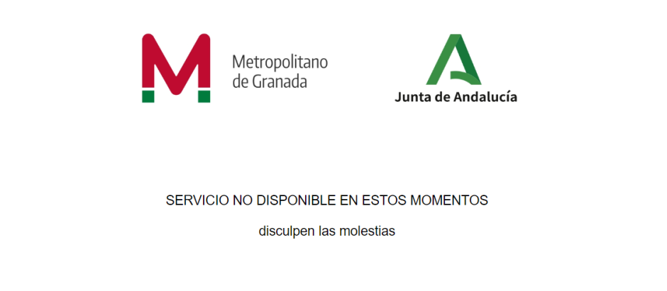 Captura de la web caída del metro de Granada