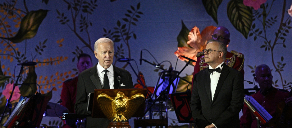 El presidente estadounidense Joe Biden,  junto al primer ministro australiano, Anthony Albanese