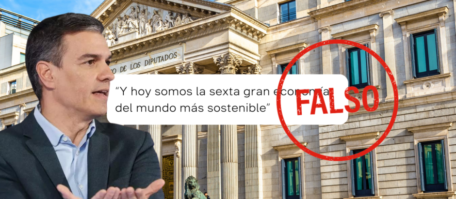 Montaje de Pedro Sánchez ante una declaración falsa