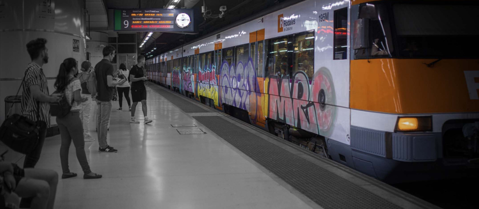 Viajeros esperan la llegada de un tren en uno de los andenes de la estación de Sants