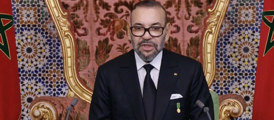 Mohamed VI, rey de Marruecos durante su discurso en el aniversario de la Marcha Verde