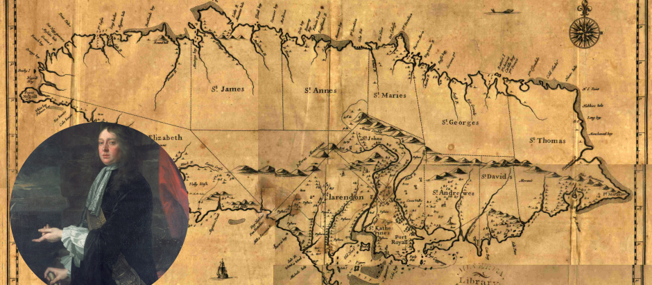 La invasión inglesa de la Jamaica española (mapa de Jamaica en 1671 y el retrato del almirante William Penn)