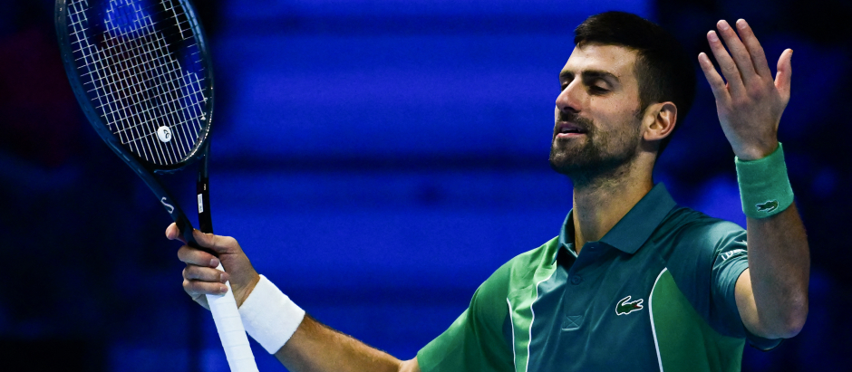 Novak Djokovic, en el partido de este jueves en la Copa de Maestros