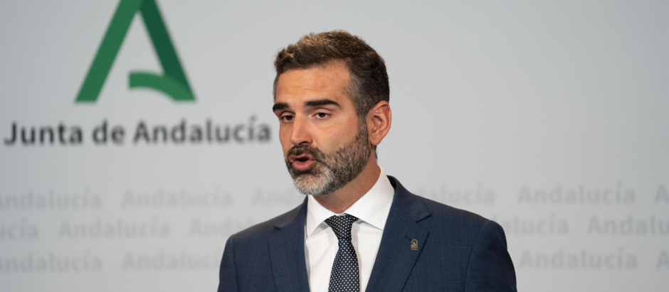 El portavoz del Gobierno andaluz, Ramón Fernández-Pacheco, este martes en la rueda de prensa posterior al Consejo de Gobierno