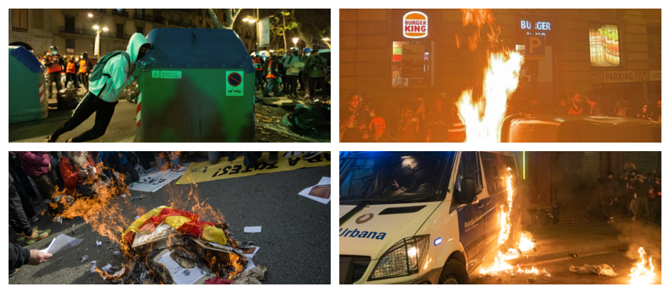 Las imágenes muestran diferentes acciones violentas de los CDR en Cataluña