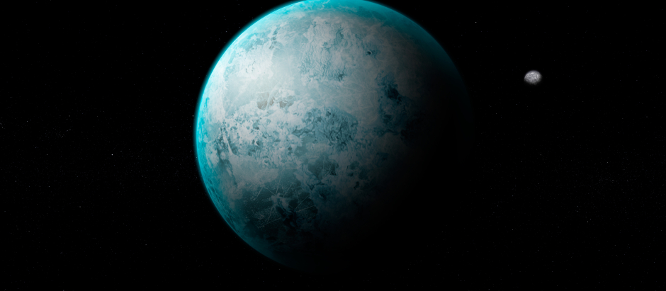 Ilustración de un hipotético planeta helado