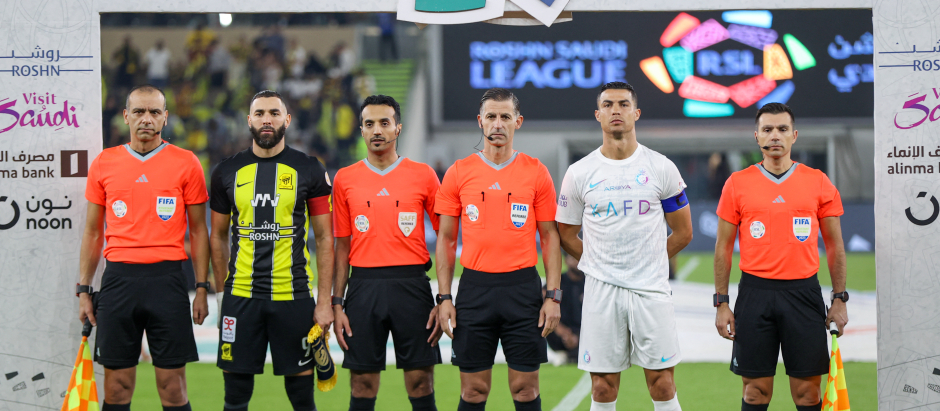 Cristiano y Benzema, ambos capitanes de sus equipos, se enfrentaron en la liga saudí
