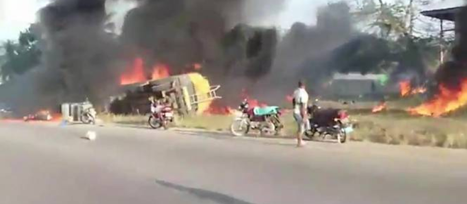 Captura de imagen de un vídeo de la explosión en Liberia