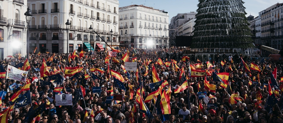 Manifestación contra la amnistía en la Puerta del Sol de Madrid