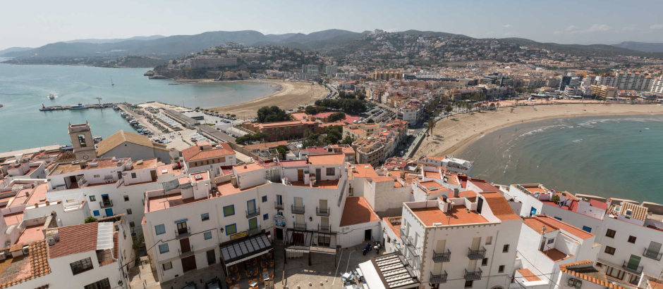 Vista aérea del municipio castellonense de Peñíscola, uno de los más turísticos de la Comunidad Valenciana